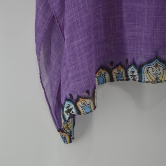 Chico's Small Medium Purple Sheer Blouse Boho Up Top - Picture 12 of 13